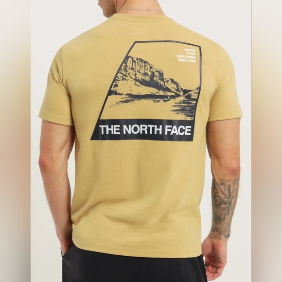 The North Face "Never Stop Exploring" Tee Shirt-Mens-Small-Tan - Picture 2 of 7